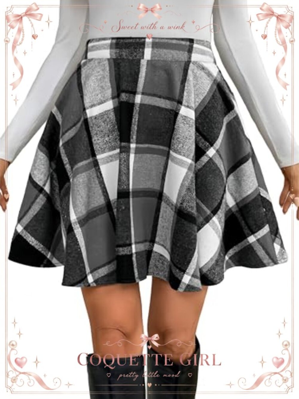Pleated Plaid Mini Skirt Flowy A Line High Waist Short Skirt